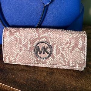Lightly used grey snakeskin michael Kors wallet